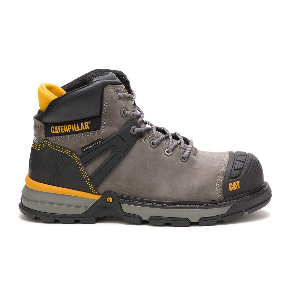 CATERPILLAR EXCAVATOR (P91197) SUPERLITE WATERPROOF CARBON COMPOSITE TOE MEN'S WORK BOOT IN PEWTER - TLW Shoes