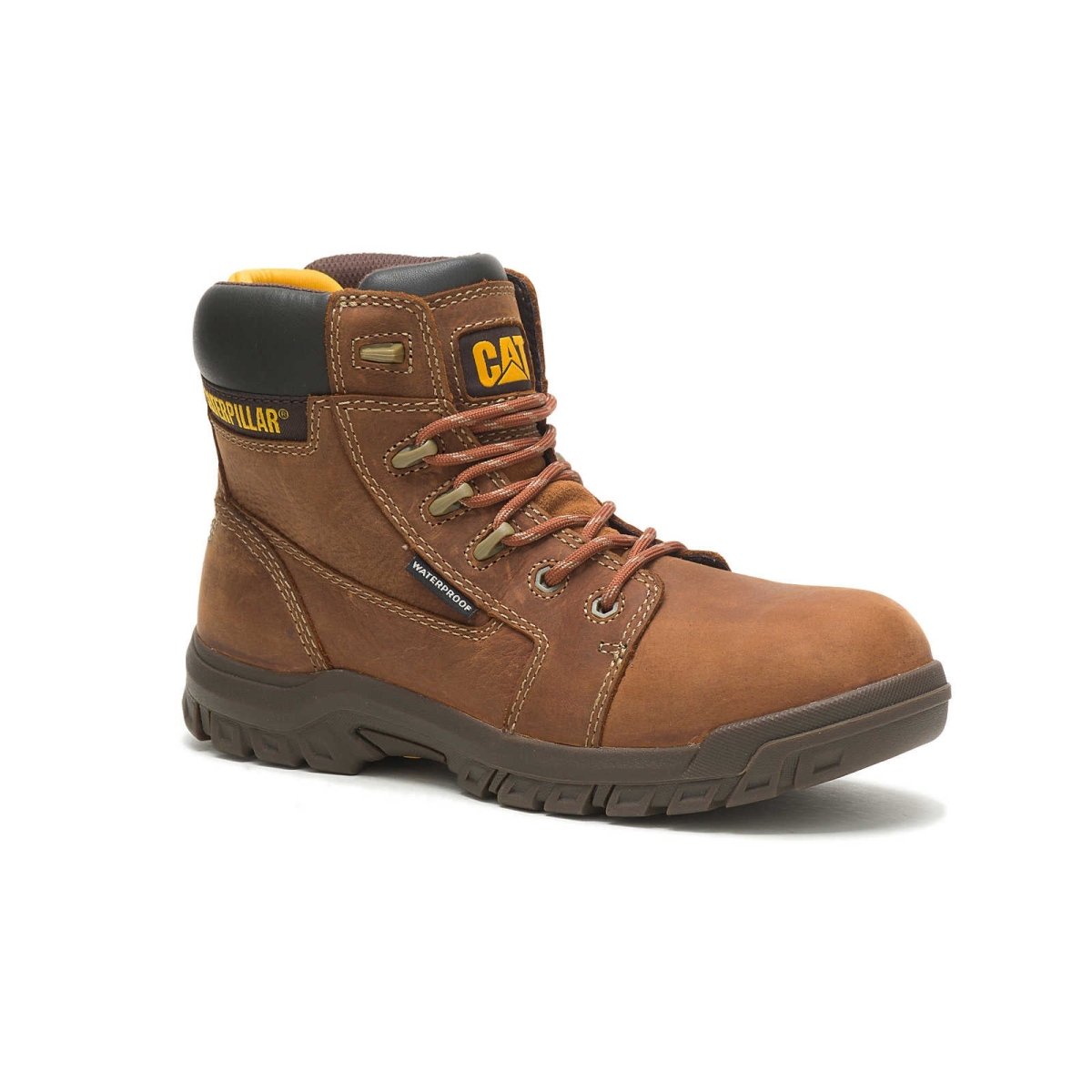 CATERPILLAR RESORPTION WATERPROOF COMPOSITE TOE WOMEN'S WORK BOOT (P91392) IN LEATHER BROWN - TLW Shoes