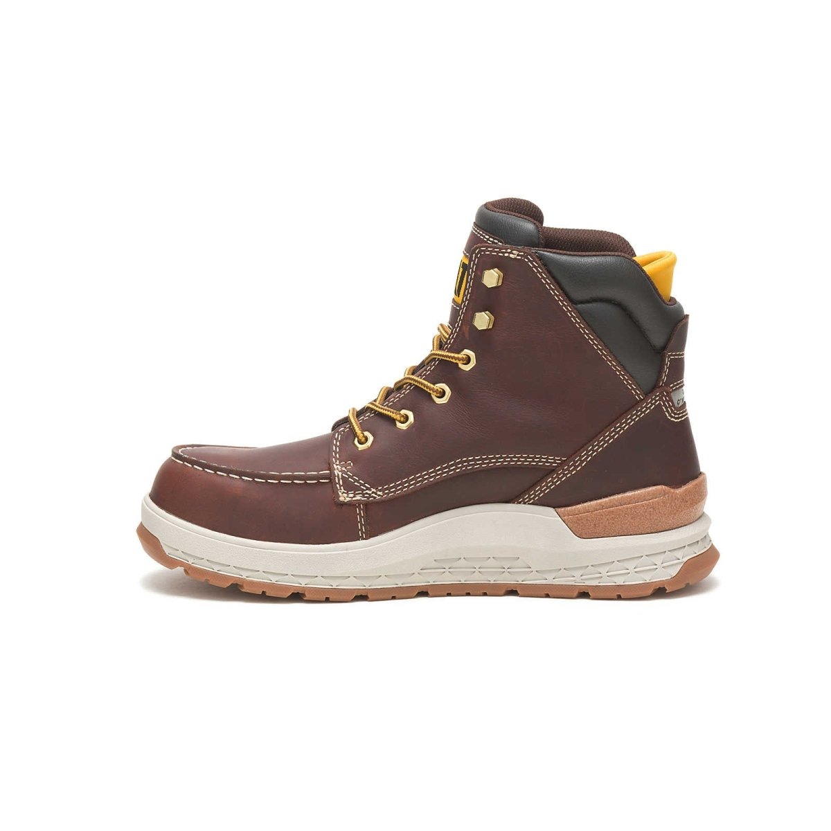 CATERPILLAR IMPACT (P91402) WATERPROOF CARBON COMPOSITE TOE MEN'S WORK BOOT IN FRIAR BROWN - TLW Shoes