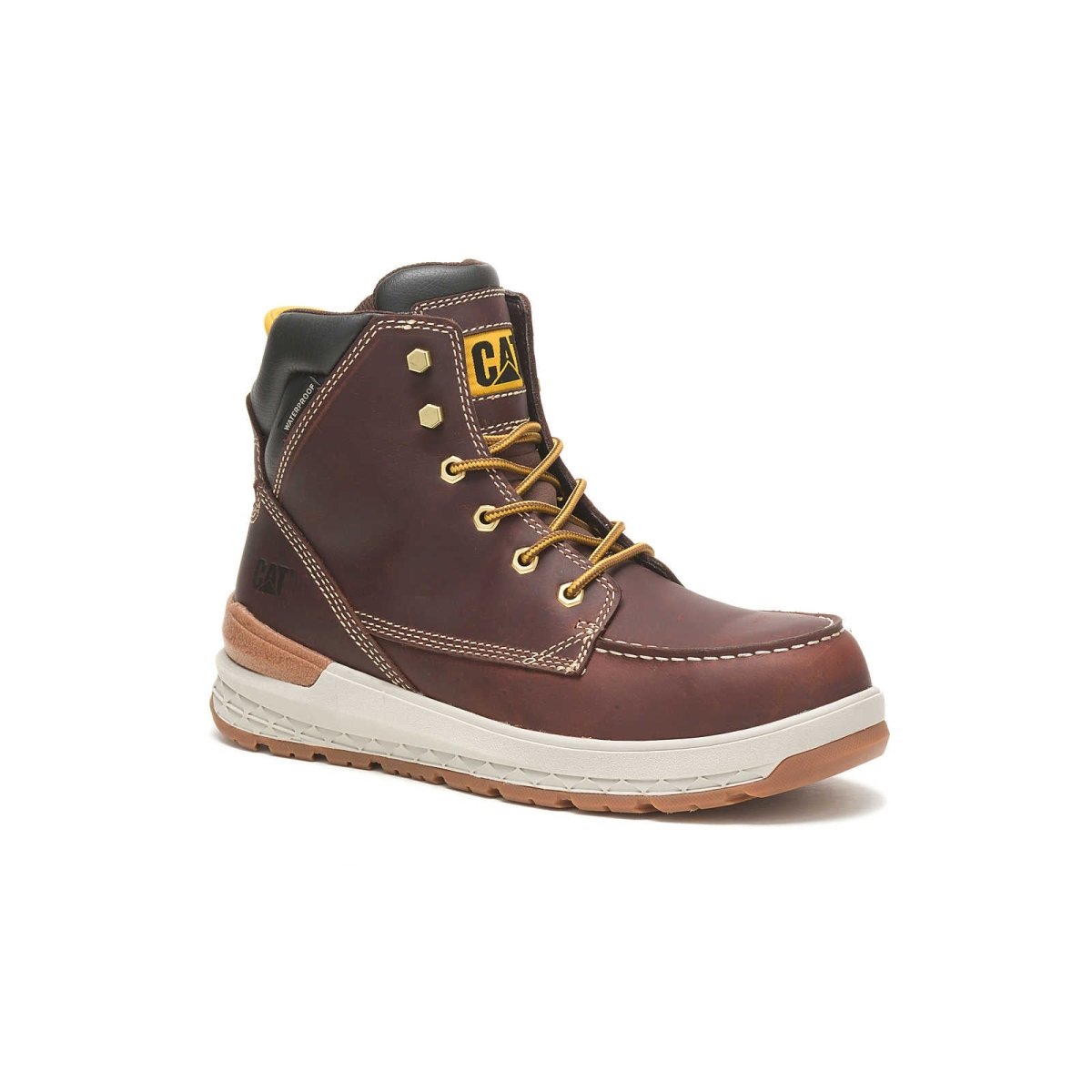 CATERPILLAR IMPACT (P91402) WATERPROOF CARBON COMPOSITE TOE MEN'S WORK BOOT IN FRIAR BROWN - TLW Shoes