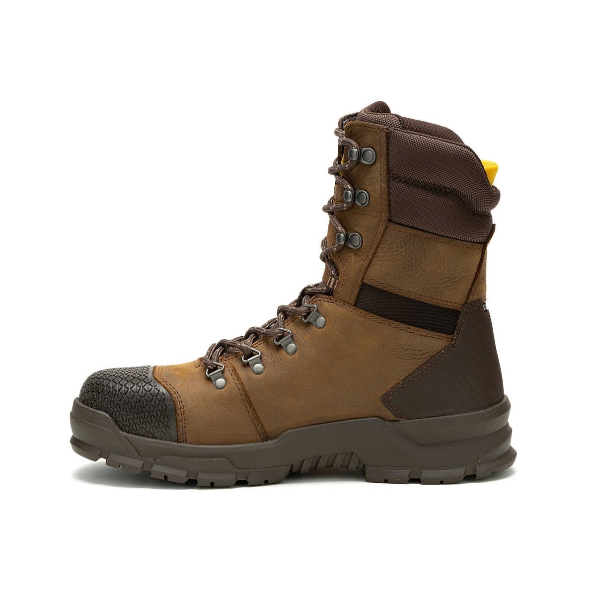 CATERPILLAR ACCOMPLICE X 8" WATERPROOF STEEL TOE MEN'S WORK BOOT (P91642) IN REAL BROWN - TLW Shoes