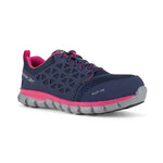 REEBOK SUBLITE CUSHION ATHLETIC WORK SHOE WOMEN'S ALLOY TOE RB046 IN NAVY AND PINK - TLW Shoes