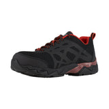 REEBOK SEAMLESS ATHLETIC MEN'S WORK SHOE COMPOSITE TOE RB1061 IN BLACK WITH RED TRIM - TLW Shoes