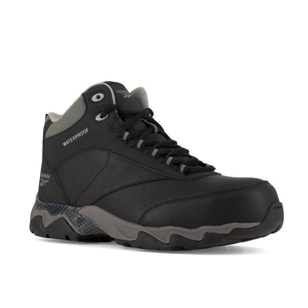 REEBOK BEAMER WATERPROOF ATHLETIC WORK BOOT MEN'S COMPOSITE TOE RB1068 IN BLACK WITH GREY TRIM - TLW Shoes