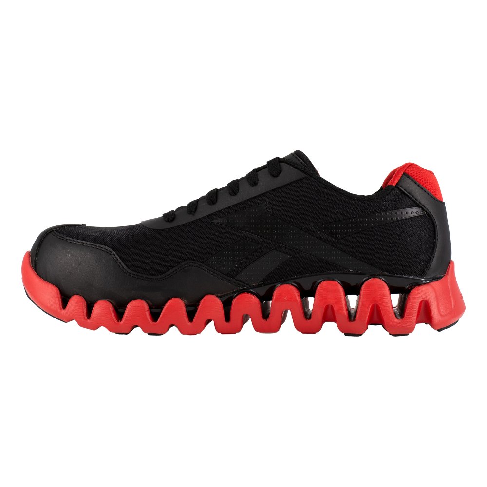 REEBOK ZIG PULSE ATHLETIC WORK SHOE MEN'S COMPOSITE TOE RB3016 IN BLACK AND RED - TLW Shoes