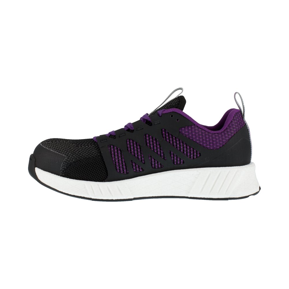 REEBOK FUSION FLEXWEAVE™ ATHLETIC WORK SHOE WOMEN'S COMPOSITE TOE RB315 IN BLACK AND PURPLE - TLW Shoes