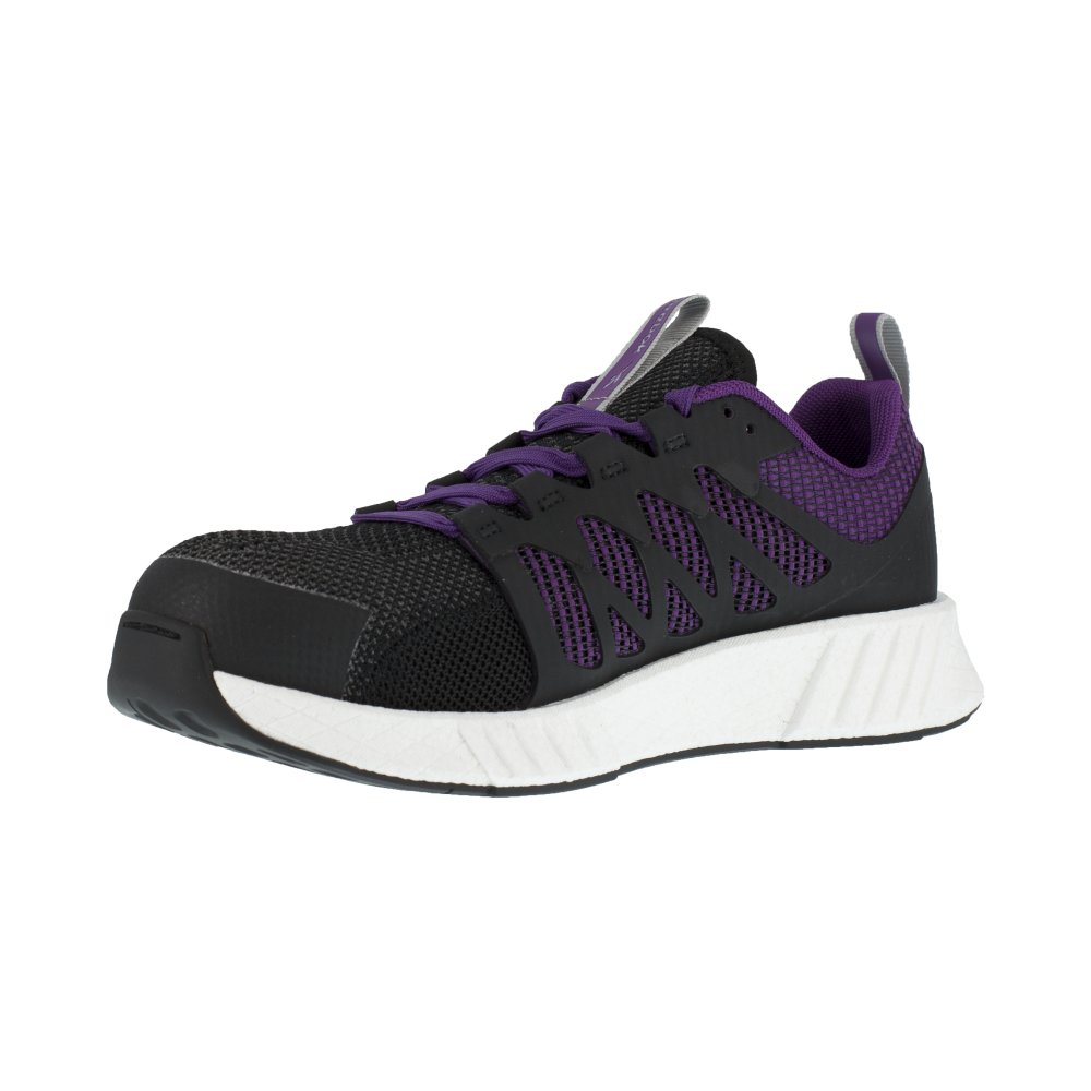 REEBOK FUSION FLEXWEAVE™ ATHLETIC WORK SHOE WOMEN'S COMPOSITE TOE RB315 IN BLACK AND PURPLE - TLW Shoes