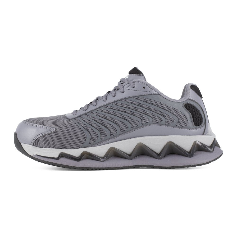 REEBOK MEN'S ZIG ELUSION LOW CUT WORK SNEAKER COMPOSITE TOE RB3224 IN GREY AND BLACK - TLW Shoes