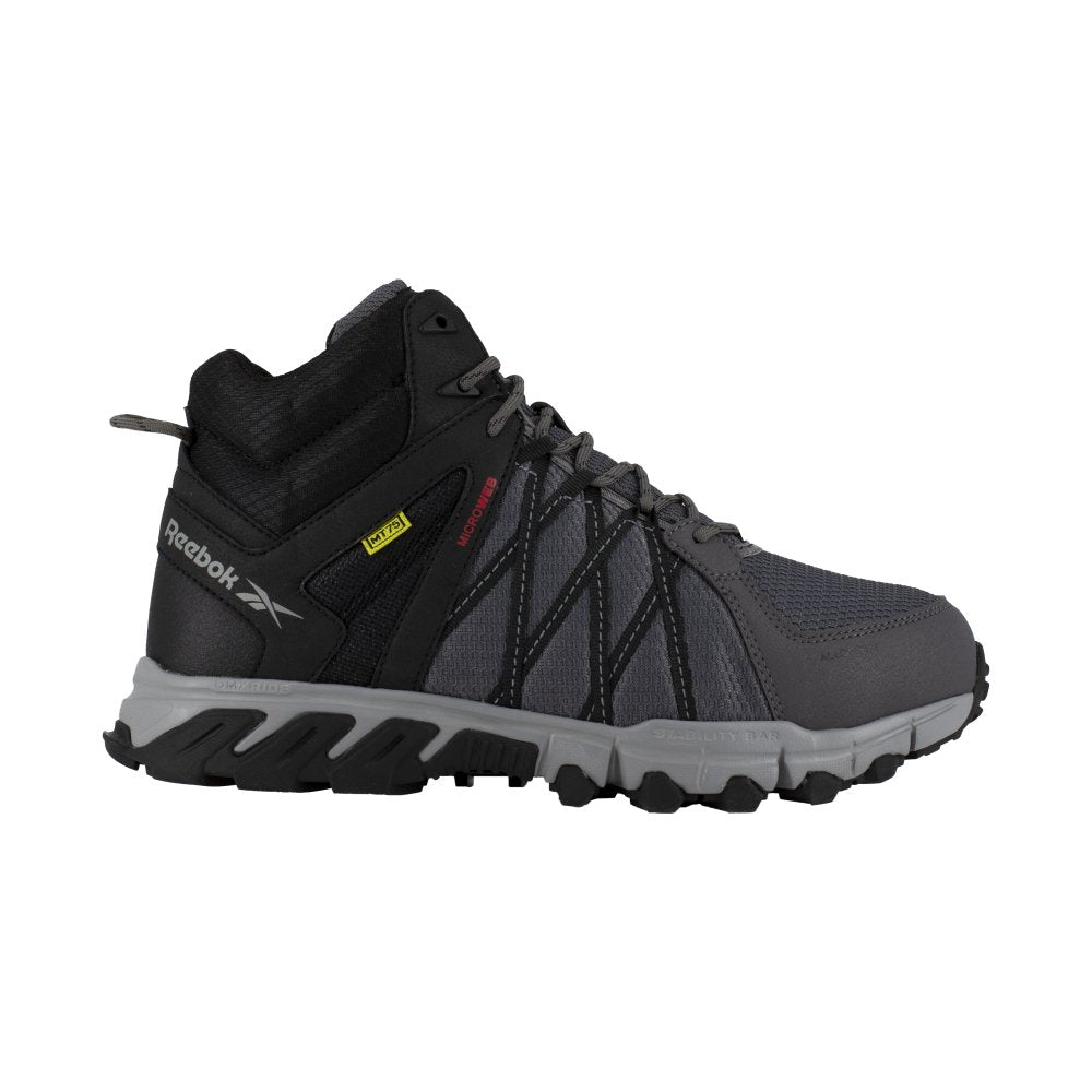 REEBOK TRAILGRIP ATHLETIC WORK HIKER WITH CUSHGUARD INTERNAL MET GUARD WOMEN'S ALLOY TOE RB344 IN GREY AND BLACK - TLW Shoes