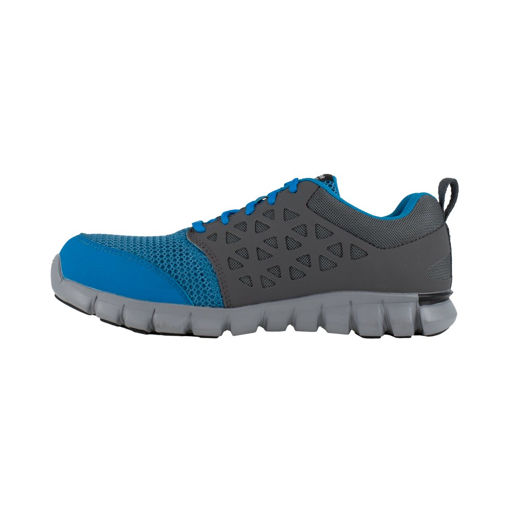 REEBOK SUBLITE CUSHION ATHLETIC WORK SHOE MEN'S ALLOY TOE RB4040 IN BLUE AND GREY - TLW Shoes