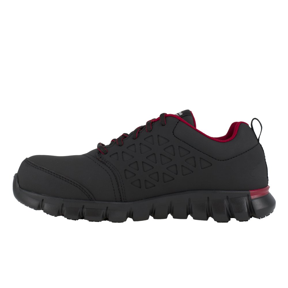 REEBOK SUBLITE CUSHION ATHLETIC WORK SHOE MEN'S COMPOSITE TOE RB4058 IN BLACK AND RED - TLW Shoes