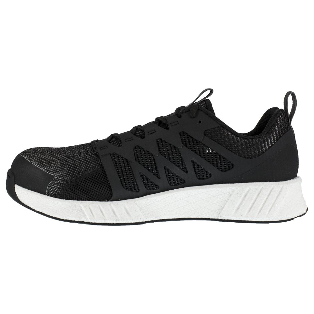 REEBOK WOMEN'S FUSION FLEXWEAVE ATHLETIC WORK SHOE COMPOSITE TOE RB413 IN BLACK AND WHITE - TLW Shoes