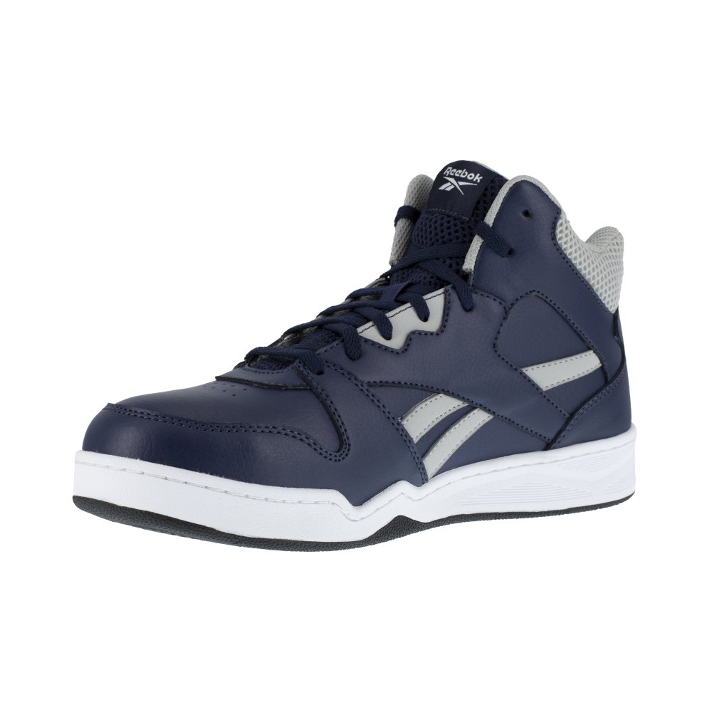 REEBOK MEN'S HIGH TOP BB4500 WORK SNEAKER COMPOSITE TOE RB4133 IN NAVY AND GREY - TLW Shoes