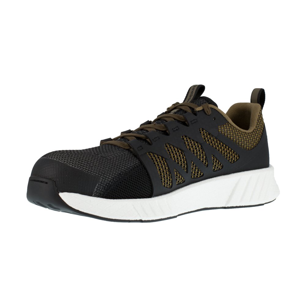REEBOK FUSION FLEXWEAVE™ ATHLETIC WORK SHOE MEN'S COMPOSITE TOE RB4313 IN BLACK AND KHAKI BROWN - TLW Shoes