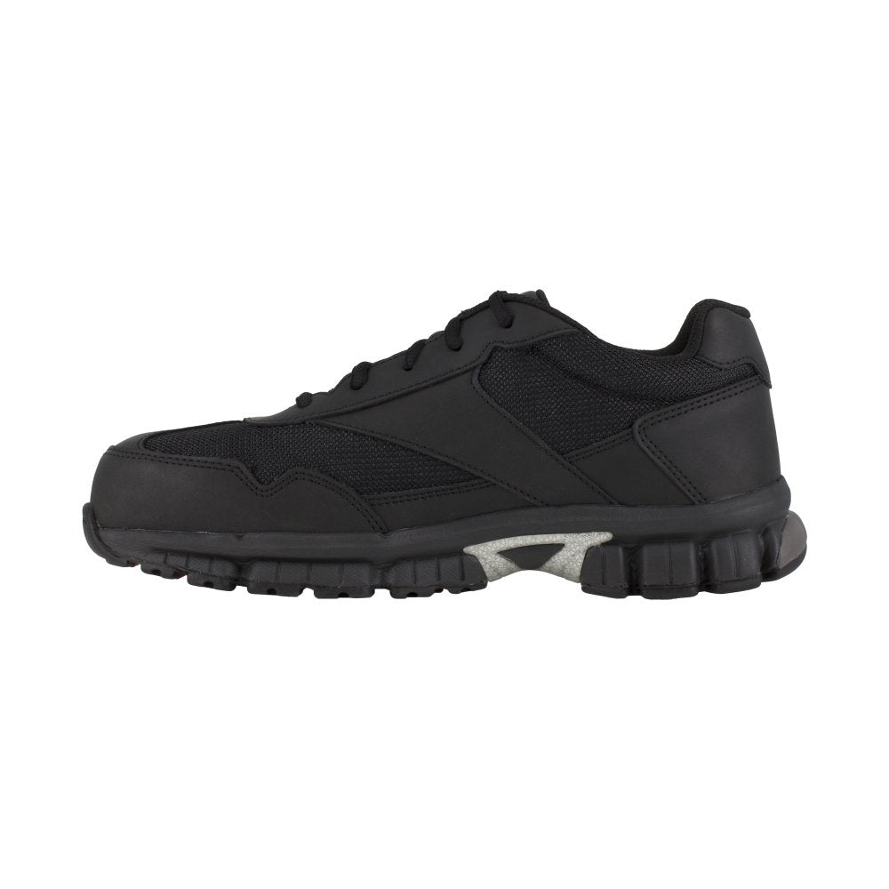 REEBOK WOMEN'S PERFORMANCE WORK CROSS TRAINER COMPOSITE TOE SHOE RB459 IN BLACK WITH SILVER TRIM - TLW Shoes