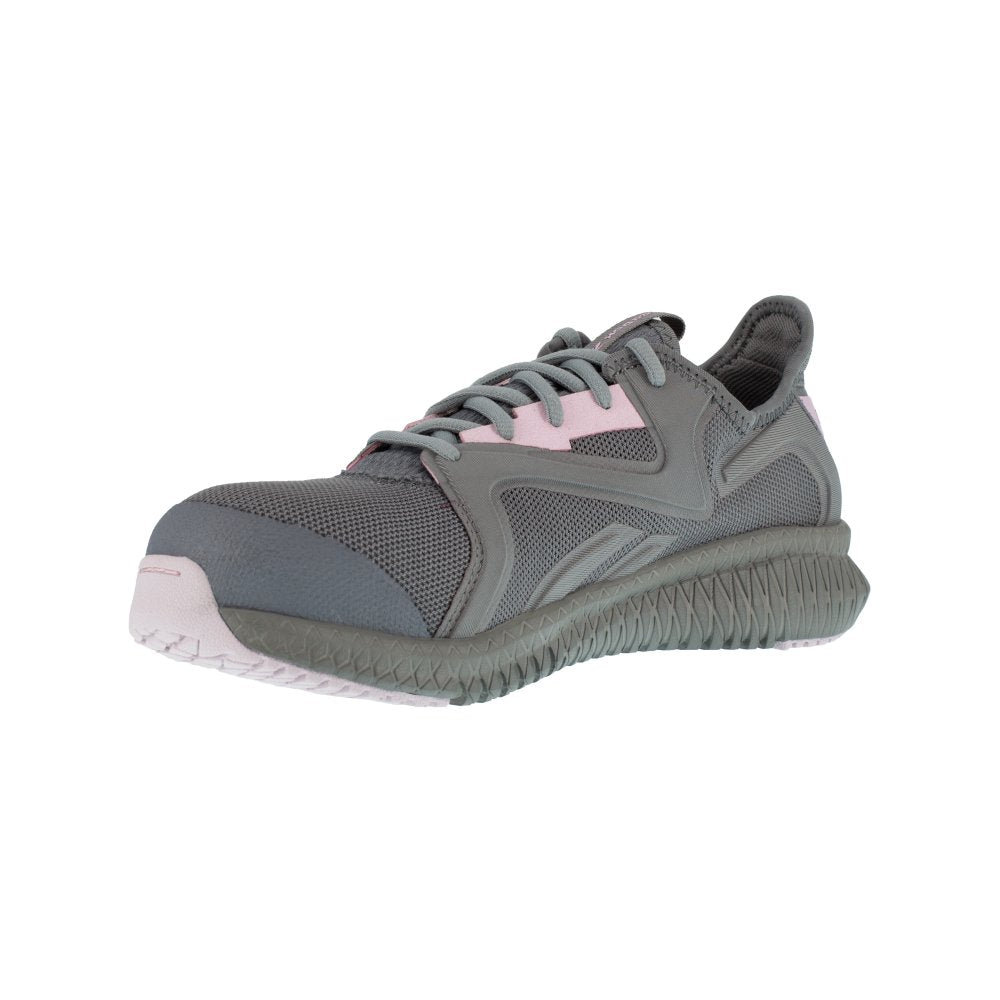 REEBOK WOMEN'S FLEXAGON 3.0 ATHLETIC WORK SHOE COMPOSITE TOE RB461 IN GREY AND PINK - TLW Shoes