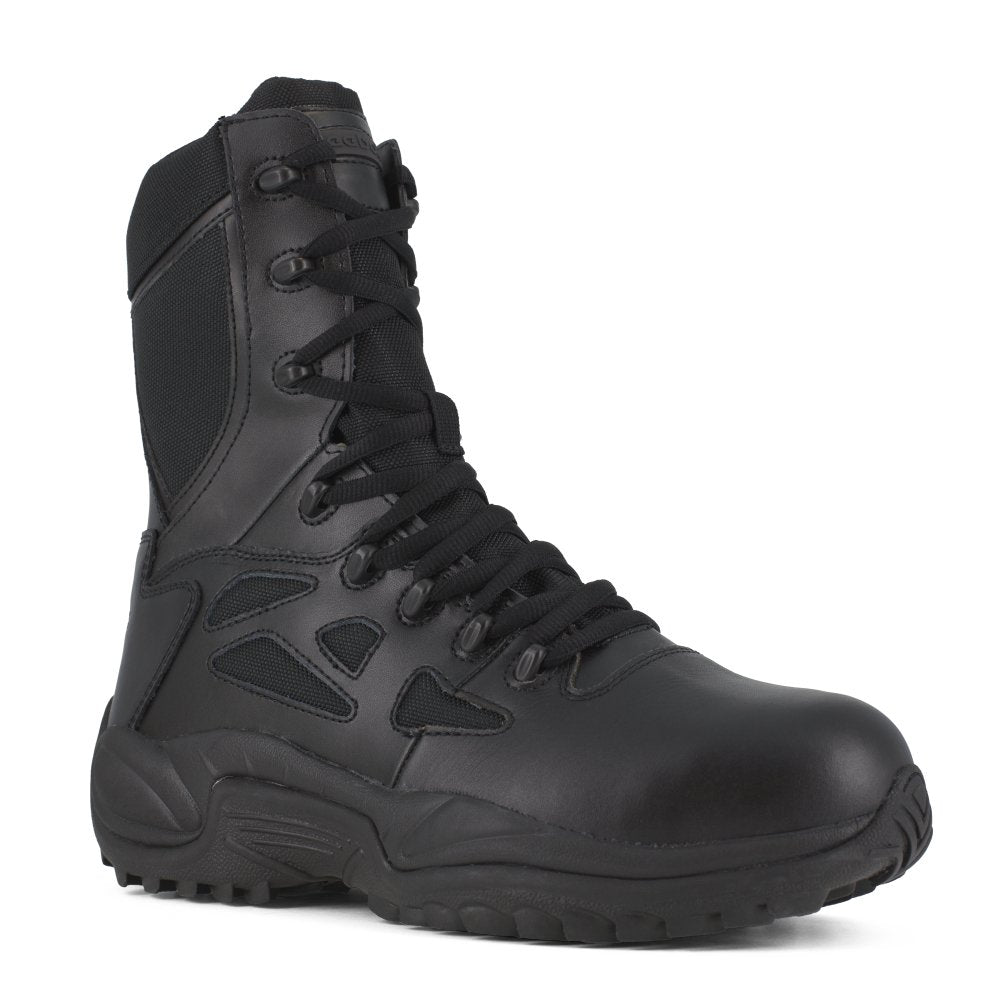 REEBOK 8" STEALTH TACTICAL BOOT WITH SIDE ZIPPER WOMEN'S COMPOSITE TOE RB874 IN BLACK - TLW Shoes