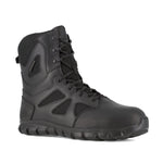 REEBOK 8" TACTICAL WATERPROOF BOOT WITH SIDE ZIPPER MEN'S COMPOSITE TOE RB8807 IN BLACK - TLW Shoes