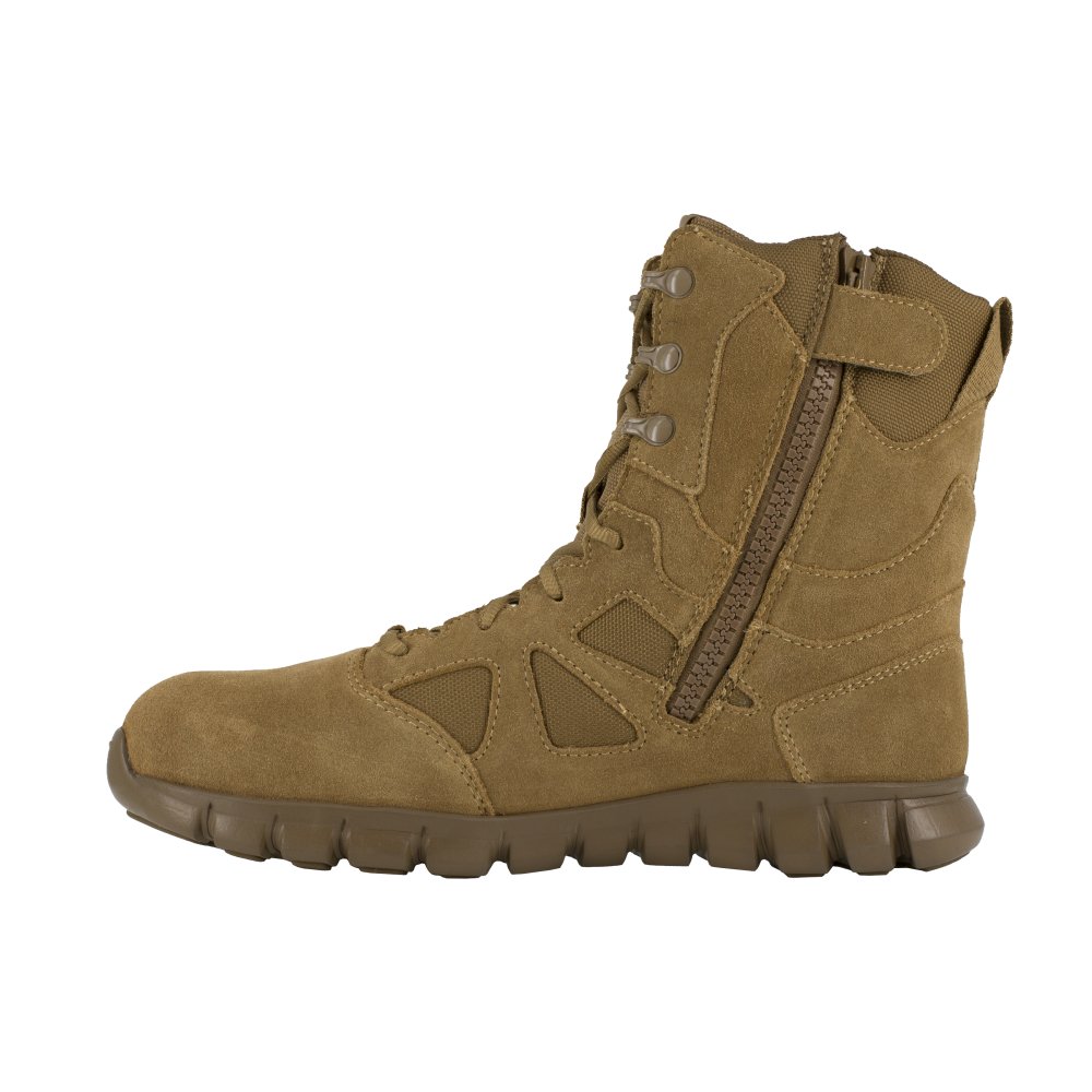 REEBOK 8" TACTICAL BOOT WITH SIDE ZIPPER MEN'S COMPOSITE TOE RB8809 IN COYOTE - TLW Shoes