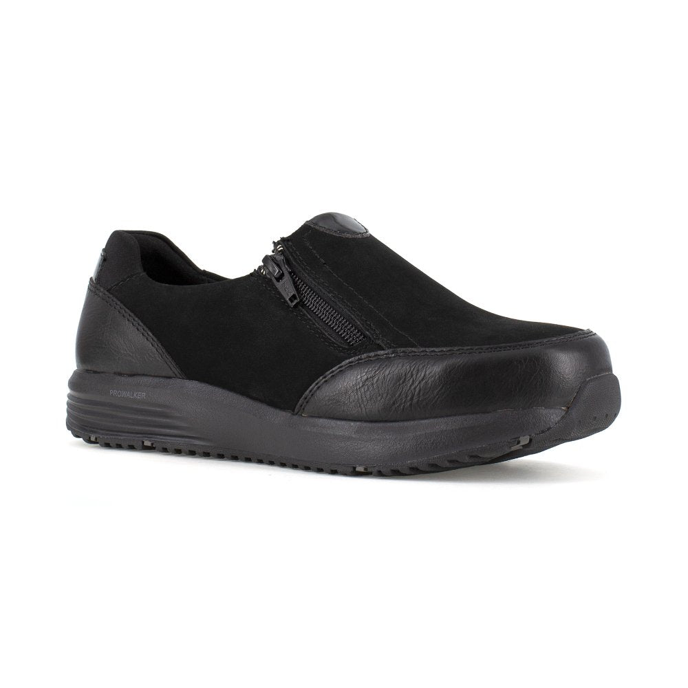 ROCKPORT SLIP-ON WORK OXFORD WOMEN'S TRUSTRIDE STEEL TOE SHOE'S RK500 IN BLACK - TLW Shoes