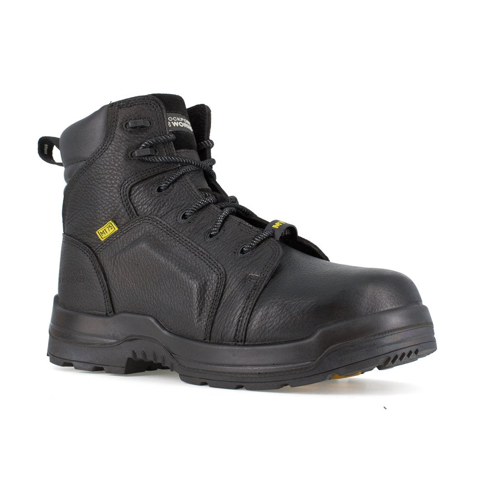 ROCKPORT 6" LACE TO TOE MEN'S WORK BOOT COMPOSITE TOE MORE ENERGY RK6465 IN BLACK - TLW Shoes