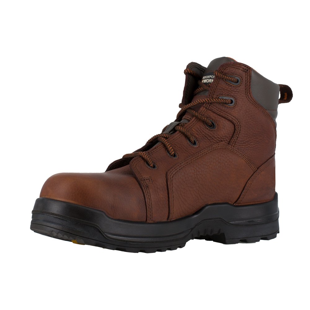 ROCKPORT 6" LACE TO TOE WATERPROOF MEN'S WORK BOOT COMPOSITE TOE MORE ENERGY RK6640 IN BROWN - TLW Shoes