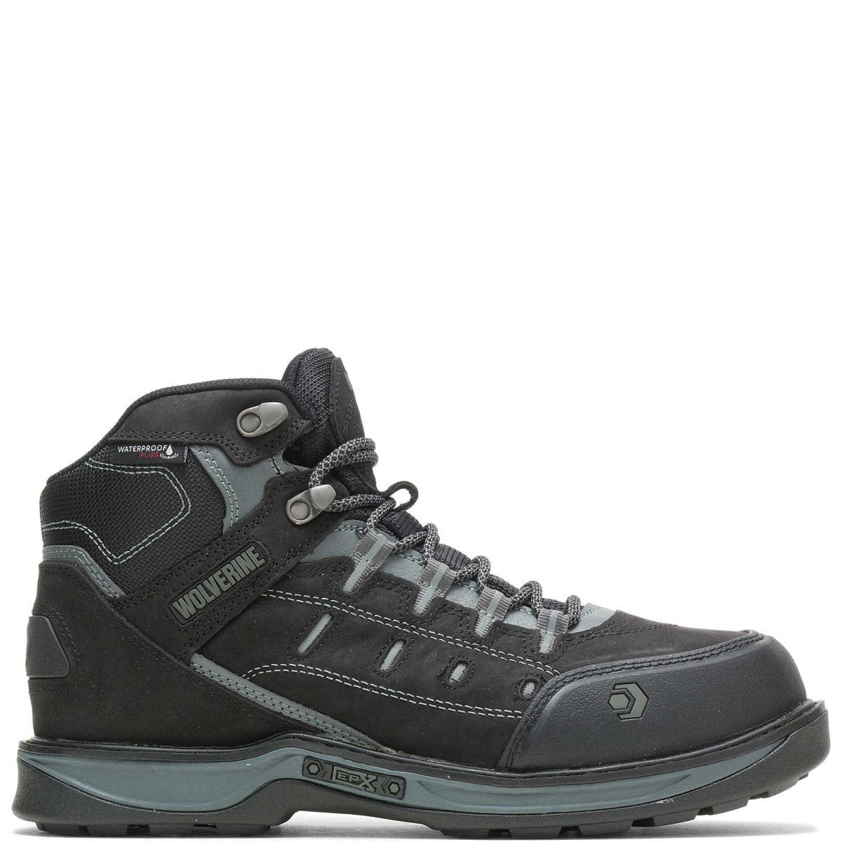 WOLVERINE EDGE LX WP MEN'S SAFETY TOE WORK BOOT (W10553) IN BLACK/GREY. - TLW Shoes