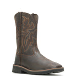 WOLVERINE MEN'S RANCHER WELLINGTON SOFT TOE WORK BOOT (W10704) IN DK BROWN/RUST - TLW Shoes