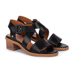 PIKOLINOS BLANES W3H-1892 WOMEN'S HEELED BUCKLE CLOSURE SANDALS IN BLACK - TLW Shoes