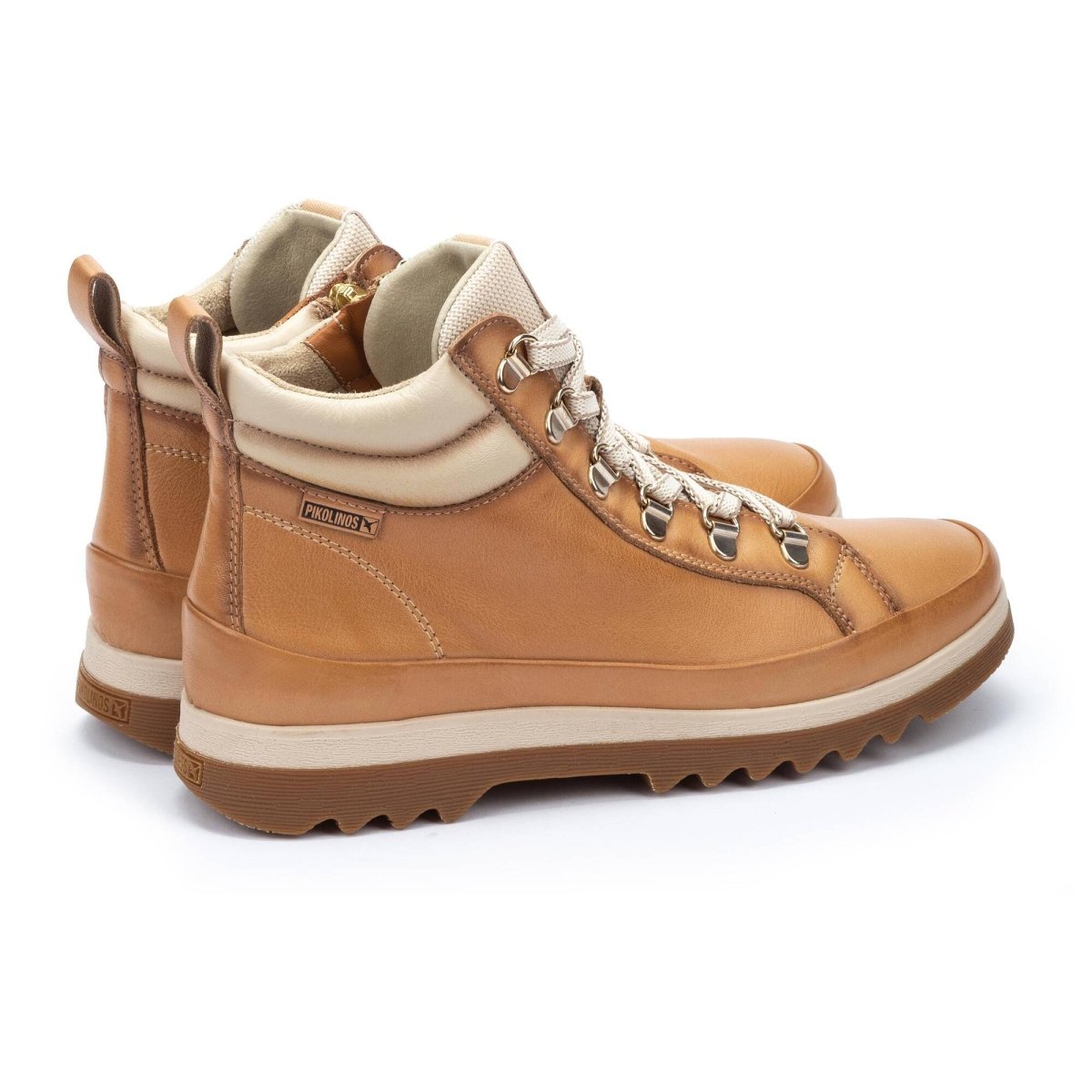 PIKOLINOS VIGO W3W-8564C1 WOMEN'S LACED AND ZIPPER CLOSURE ANKLE BOOTS IN ALMOND - TLW Shoes