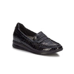 WALKING CRADLES WC DANNON WOMEN LOAFER IN BLACK PATENT CROCO - TLW Shoes