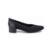 WALKING CRADLES WC HESTER WOMEN PUMP SLIP-ON IN BLACK KNIT FABRIC/BLACK LEATHER - TLW Shoes