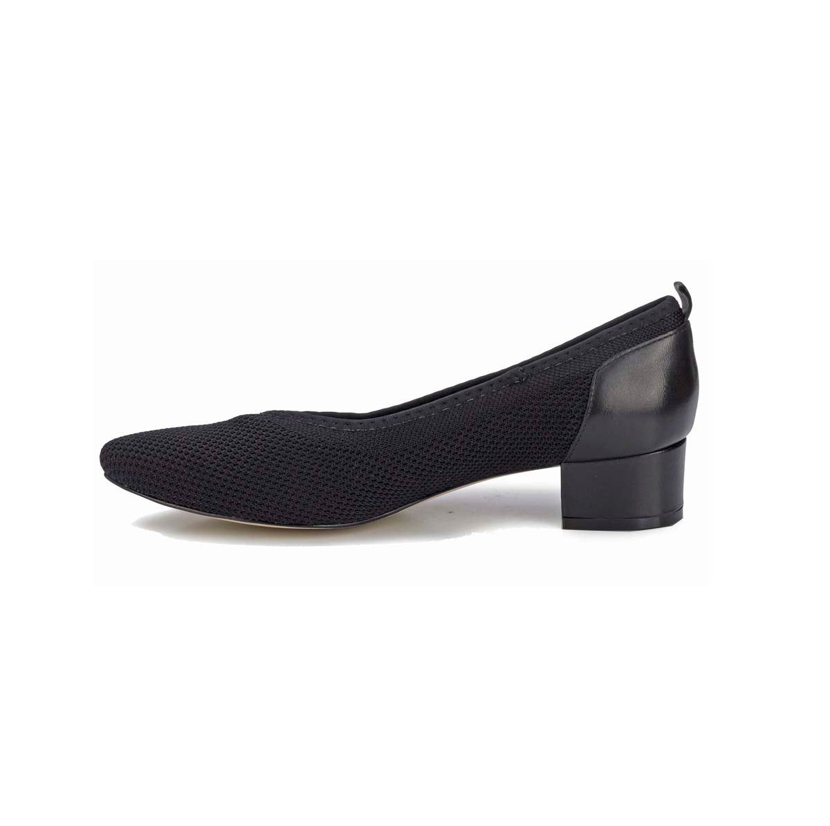 WALKING CRADLES WC HESTER WOMEN PUMP SLIP-ON IN BLACK KNIT FABRIC/BLACK LEATHER - TLW Shoes