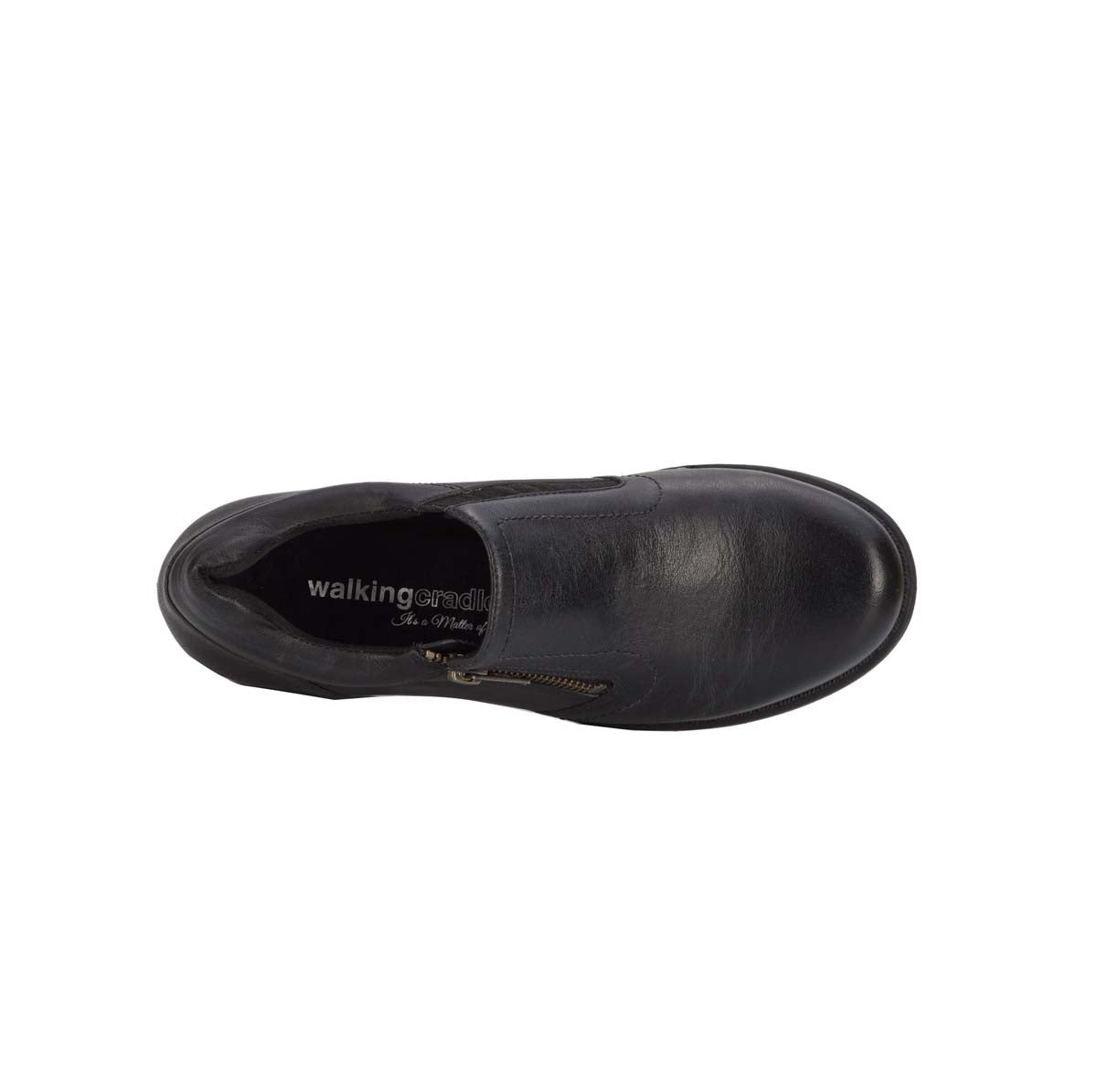 WALKING CRADLES WC LAYTON WOMEN SLIP-ON SHOES IN BLACK NAPPA LEATHER - TLW Shoes
