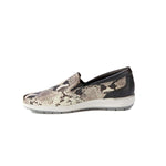 WALKING CRADLES WC ORLEANS WOMEN CASUAL SNEAKER IN BLACK/BONE SNAKEPRINT LEATHER - TLW Shoes