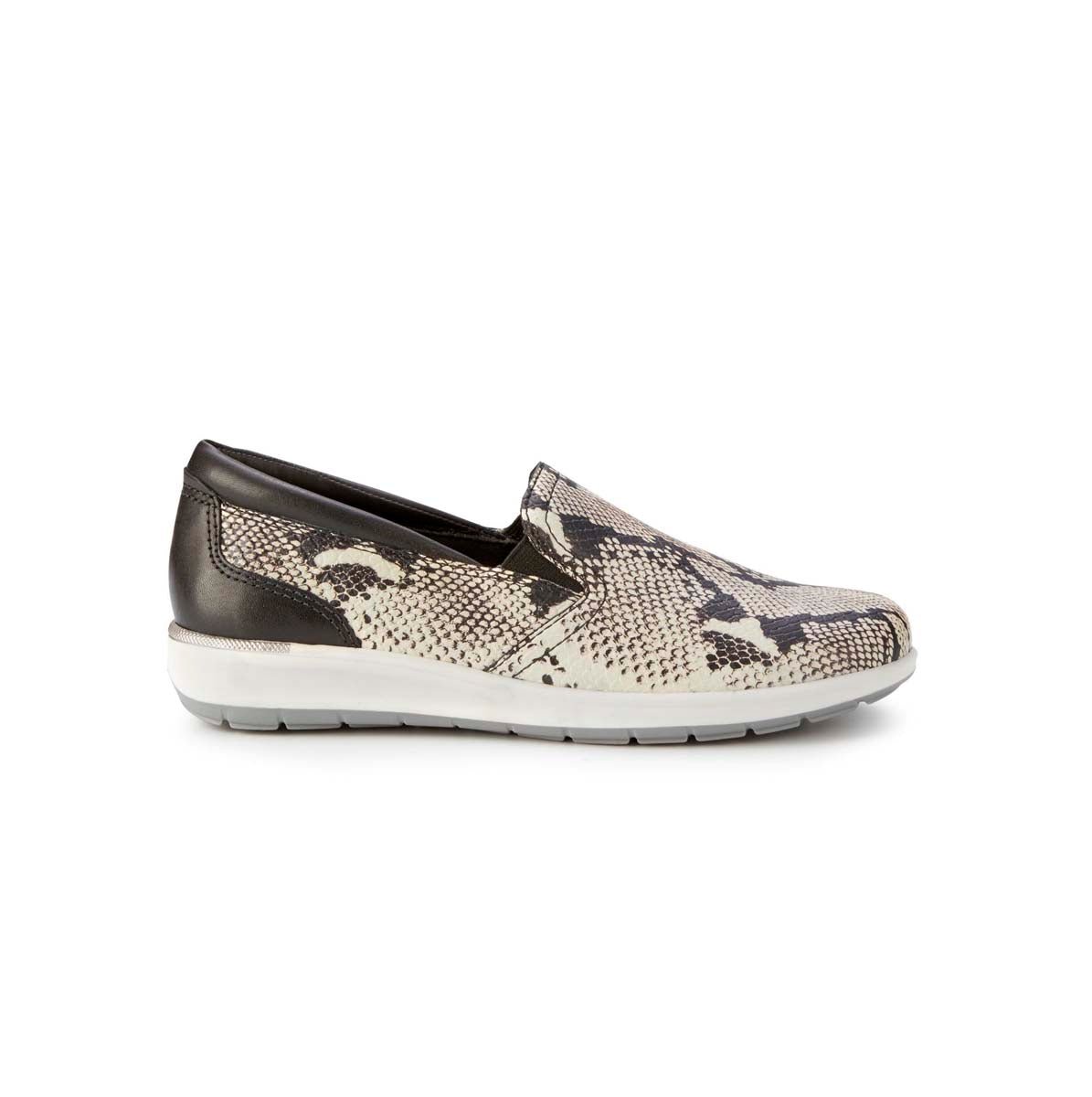 WALKING CRADLES WC ORLEANS WOMEN CASUAL SNEAKER IN BLACK/BONE SNAKEPRINT LEATHER - TLW Shoes