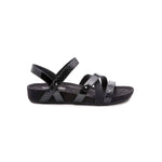 WALKING CRADLES WC POOL WOMEN STRAPPY SANDAL IN BLACK TEXTURED MULTI LEATHER - TLW Shoes
