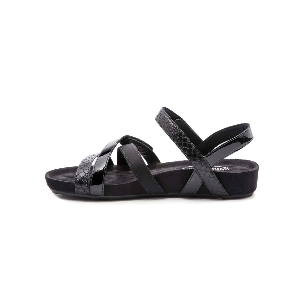 WALKING CRADLES WC POOL WOMEN STRAPPY SANDAL IN BLACK TEXTURED MULTI LEATHER - TLW Shoes