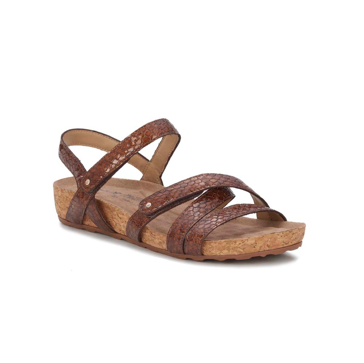 WALKING CRADLES WC POOL WOMEN STRAPPY SANDAL IN NUTMEG SNAKE PRINT PATENT - TLW Shoes