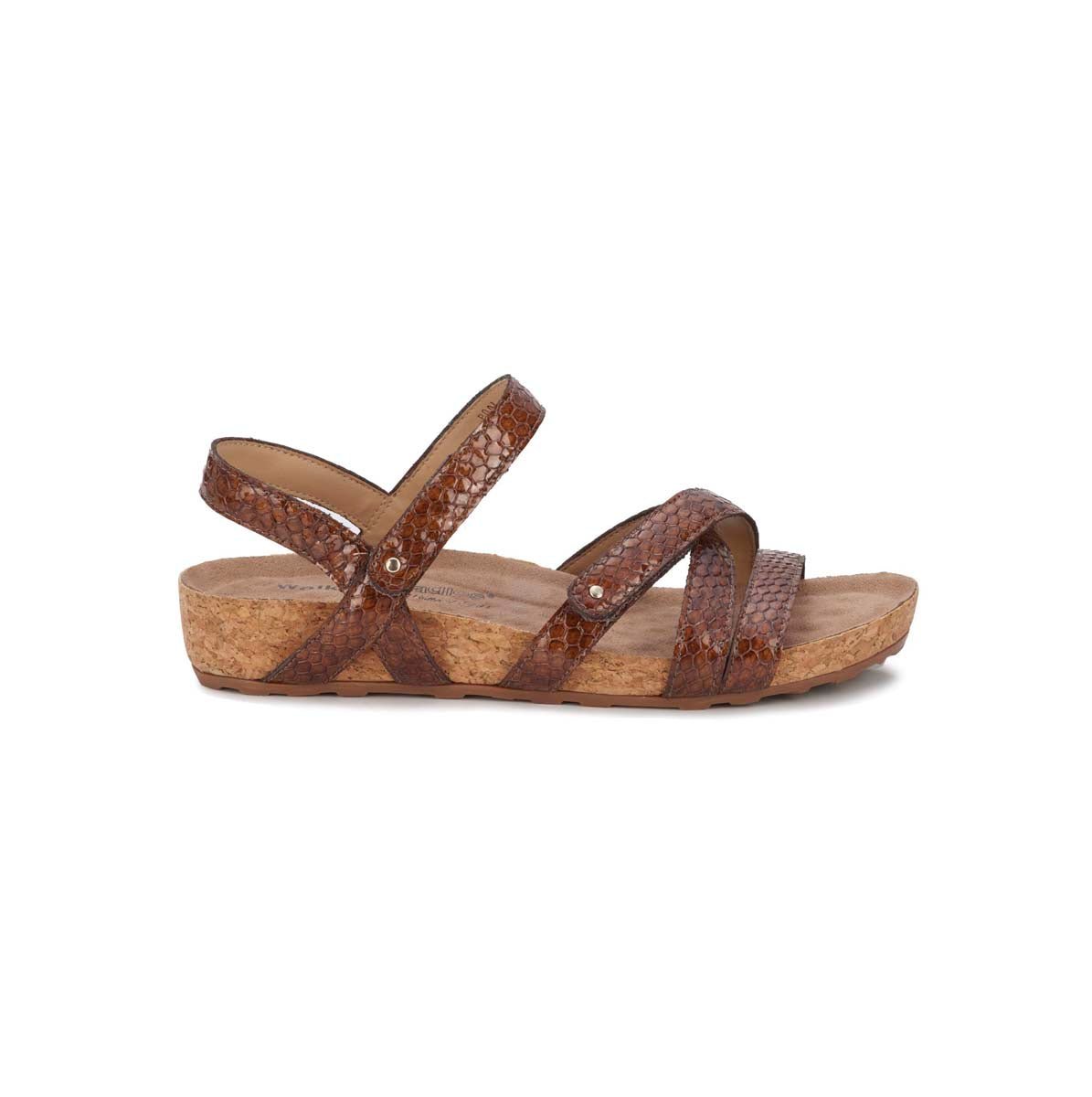 WALKING CRADLES WC POOL WOMEN STRAPPY SANDAL IN NUTMEG SNAKE PRINT PATENT - TLW Shoes