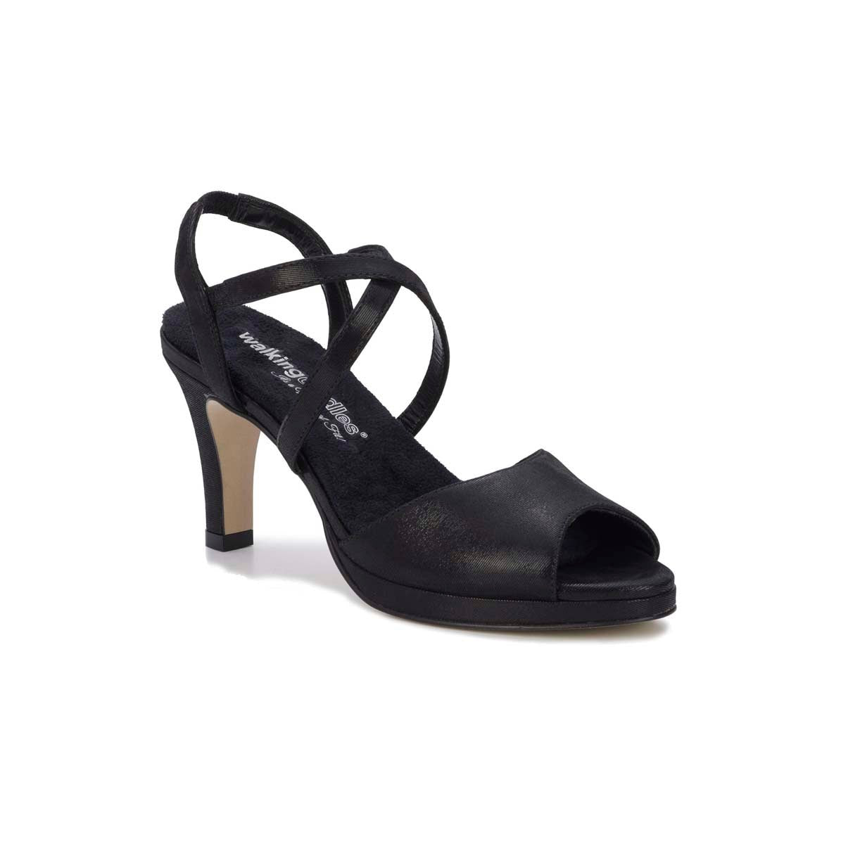 WALKING CRADLES WC PORSHA WOMEN PLATFORM SANDAL IN BLACK GLITTER LEATHER - TLW Shoes