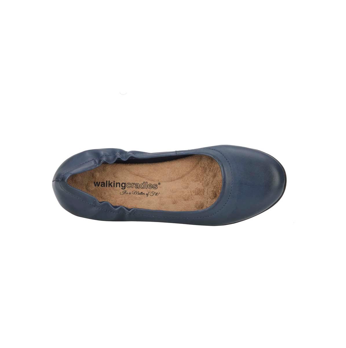 WALKING CRADLES WC TESS WOMEN FLAT SLIP-ON SHOE IN NAVY MESTICO LEATHER - TLW Shoes