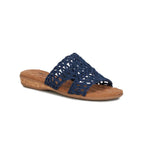 WALKING CRADLES WC CALLA WOMEN SLIP-ON SANDAL IN NAVY SUEDE FABRIC - TLW Shoes