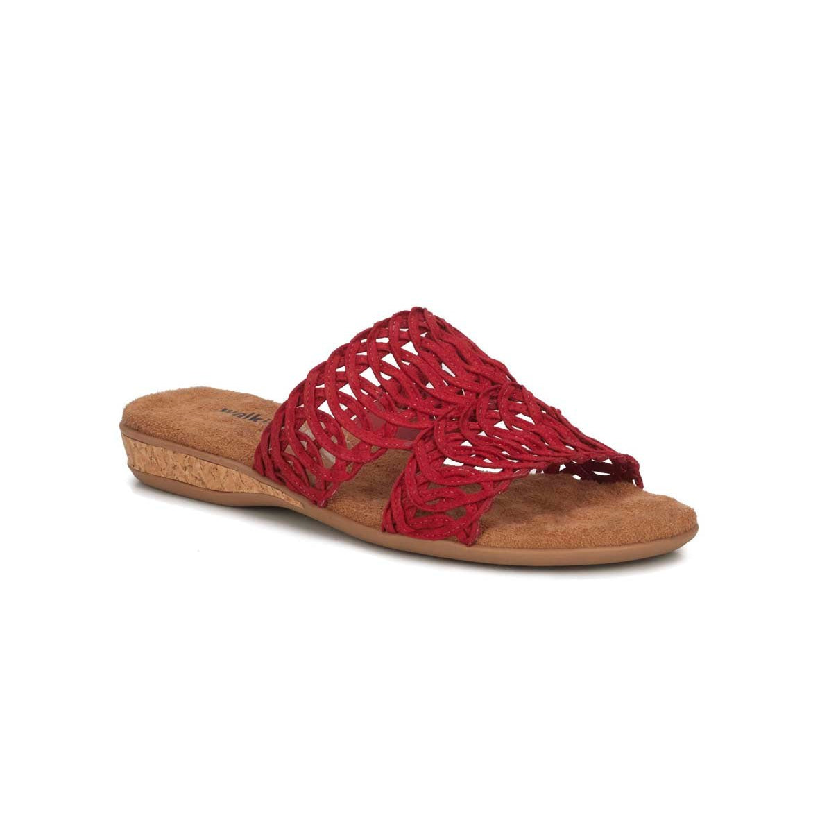 WALKING CRADLES WC CALLA WOMEN SLIP-ON SANDAL IN RED SUEDE FABRIC - TLW Shoes